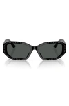 Jimmy Choo Eyewear Oval Frame Sunglasses In Black Silver