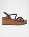 Jimmy Choo 60mm Nyra Leather Espadrille Wedge Sandals In Brown