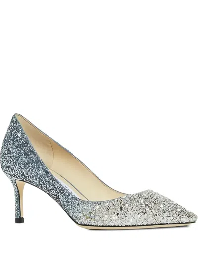 Jimmy Choo 60mm Romy Glitter Pumps In Silver