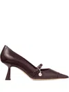 Jimmy Choo 65mm Aren Pearl-embellished Pointed-toe Pumps In Brown