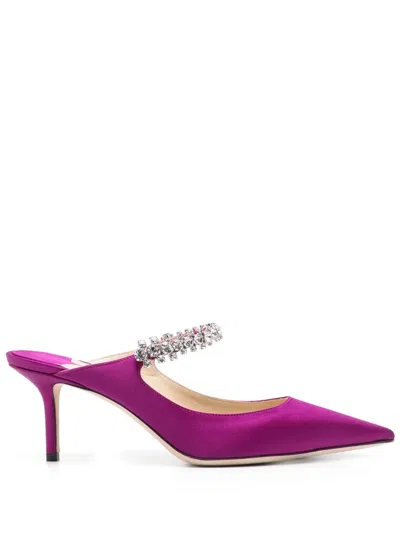 Pre-owned Jimmy Choo 65mm Bing Mules In Purple
