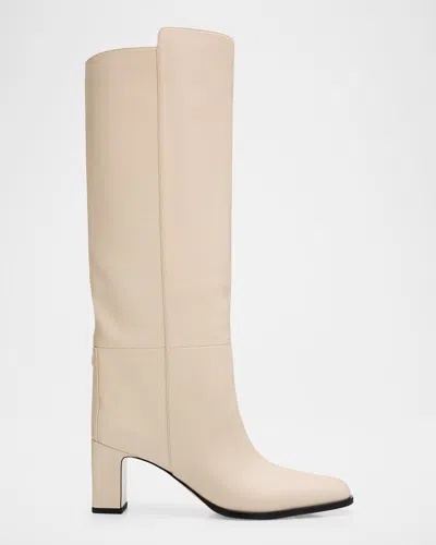 Jimmy Choo 65mm Caly Leather Knee-high Boots In Neutral