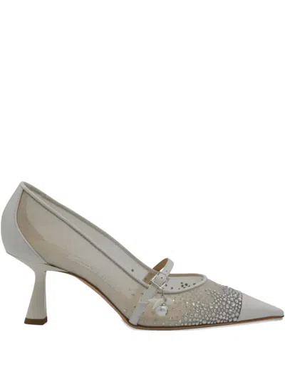 Jimmy Choo 65mm Crystal-embellished Mesh Pumps In White