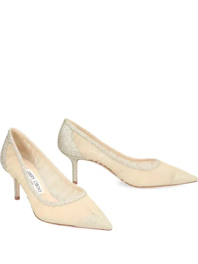 Jimmy Choo 65mm Love Glitter-mesh Pumps In Neutral