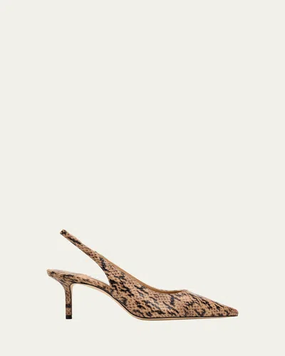 Jimmy Choo 65mm Love Snake-printed Leather Slingback Pumps In Animal Print