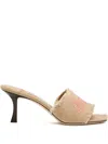 Jimmy Choo 70mm Alexia Embroidered-logo Sandals In Brown
