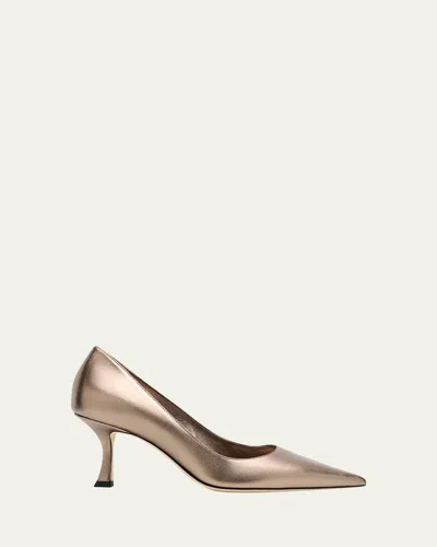 Jimmy Choo 70mm Auria Metallic Leather Pumps In Brown