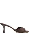 Jimmy Choo Brown Suede Slippers With 7cm Heel And Open Toe In Brown