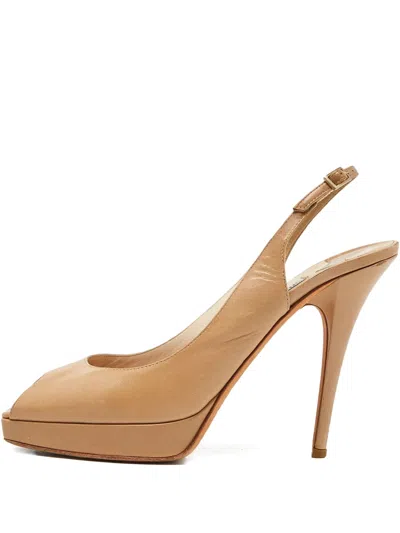 Pre-owned Jimmy Choo 70mm Slingback Peep-toe Pumps