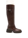 Jimmy Choo Tamsin Wool And Leather Knee-high Boots In Multi