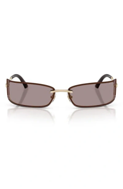 Jimmy Choo 73mm Rectangular Sunglasses In Pale Gold/light Purple Brown