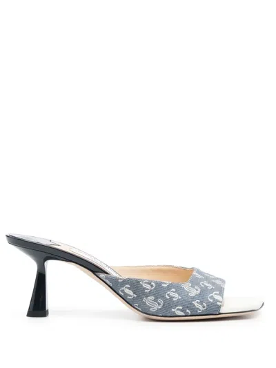 Jimmy Choo Zania 75mm Denim Mules In Blue