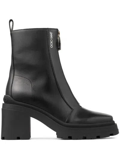 Jimmy Choo Eugenie 80 Womens Zipper Leather Ankle Boots In Black