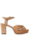 Jimmy Choo Heloise 80 Knotted Suede Platform Sandals In Brown