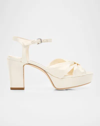 Jimmy Choo 80mm Heloise Satin Platform Sandals In White