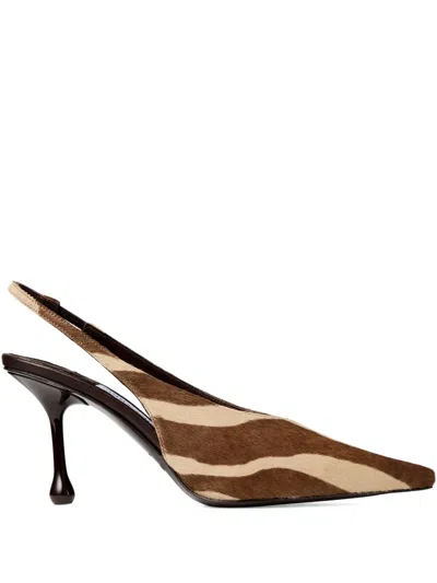 JIMMY CHOO 80MM ISA ZEBRA-PRINT SLINGBACK PUMPS