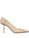 Jimmy Choo 80mm Ixia Embellished Heeled Pumps In Neutral