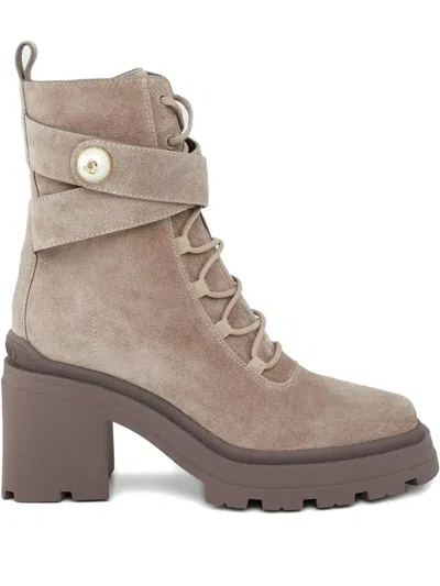 Jimmy Choo 80mm Noemi Square-toe Boots In Neutral