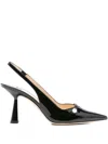 Jimmy Choo Button Detail Patent Pointed Stiletto Pumps