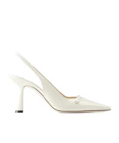 Jimmy Choo 85mm Amita Sling-back Pumps In White