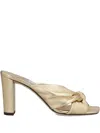 Jimmy Choo 85mm Avenue Knotted Sandals In Metallic
