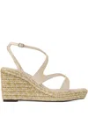 Jimmy Choo Ayla 85 Metallic Leather Wedge Sandals