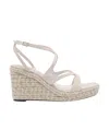 Jimmy Choo Leather Espadrille Wedge Sandals In White