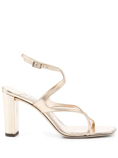 Pre-owned Jimmy Choo 85mm Azie Sandals In Gold
