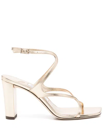 Pre-owned Jimmy Choo 85mm Azie Sandals In Gold