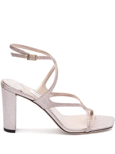 Jimmy Choo Azie 85 Metallic Leather Sandals In Rosa