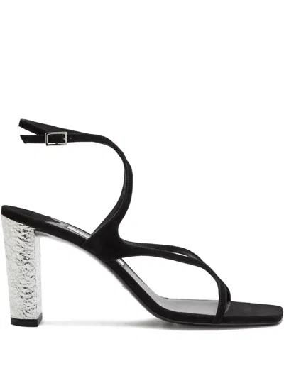 Jimmy Choo 85mm Azie Textured Sandals In Black