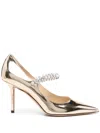 Jimmy Choo Bing Crystals Patent Leather Pumps In Gold
