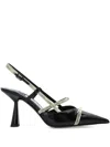 Jimmy Choo Black Patent Leather Camila 65 Slingback Pumps In Multi