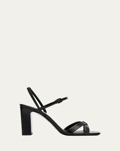 Jimmy Choo 85mm Elsy Leather Block-heel Sandals In Black