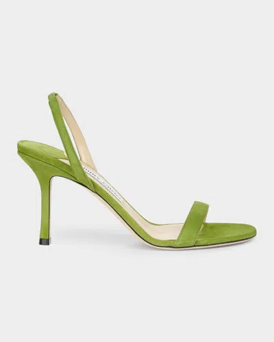 Jimmy Choo 85mm Jenn Suede Sandals In Green