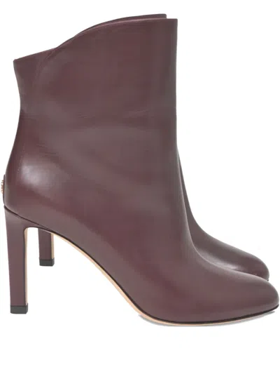 Pre-owned Jimmy Choo 85mm Karter Ankle Heeled Boots In Red