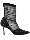 Jimmy Choo Lotta Ab 85 Crystal-embellished Tulle And Satin Sock Boots In Black