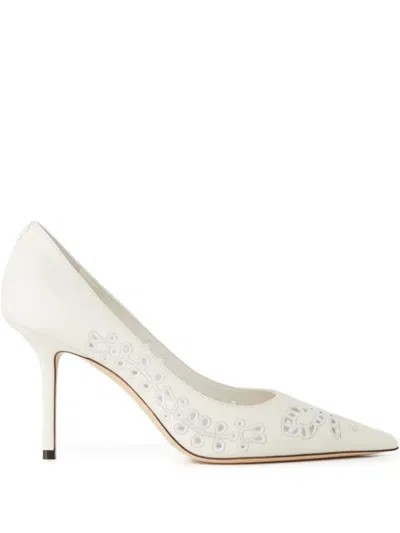 Jimmy Choo 85mm Love Embroidery Heeled Pumps In Neutral