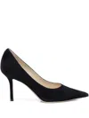 Jimmy Choo 85mm Love Pointed-toe Suede Pumps In Black