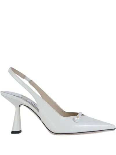 Jimmy Choo 85mm Pearl-embellished Slingback Pumps In White