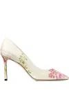 Jimmy Choo 85mm Romy Floral-embroidered Pumps In White