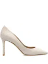 Jimmy Choo 85mm Romy Pointed Heeled Pumps In Neutral