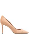 Jimmy Choo Skin Pink Suede Romy 85 Pumps