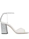 Jimmy Choo 85mm Saeda Crystal-embellished Glitter-heel Sandals