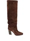 Jimmy Choo 85mm Square-toe Suede Knee-high Boots In Brown