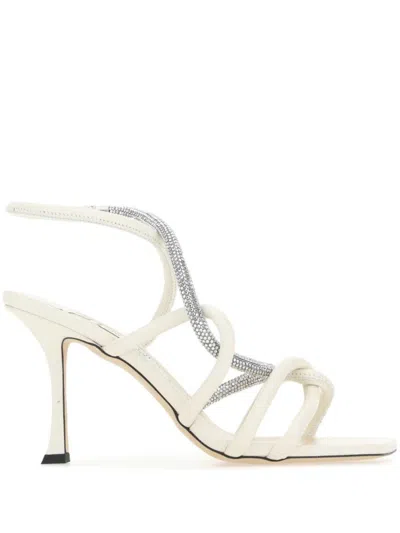 サンダル・ミュール JIMMY CHOO Ivory Leather Lonnie 90 Sandals Jimmy Choo Ivory Leather Lonnie 90 Sandals In White | ModeSens
