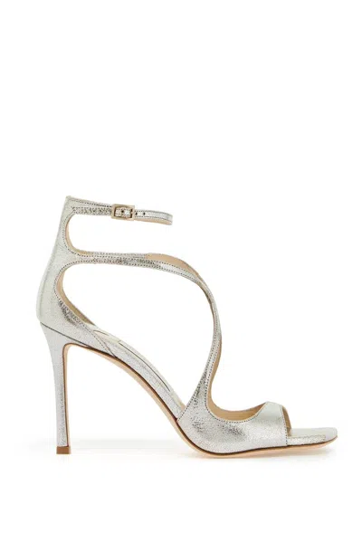 Jimmy Choo "95 Azia Laminate Leather Sand In Silver