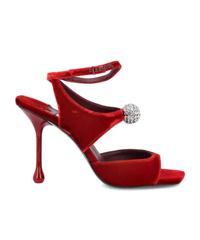 JIMMY CHOO JIMMY CHOO EMBELLISHED VELVET SANDALS