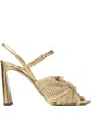 Jimmy Choo Heeled Sandals With Metallic Finish And Square Toe In Gold