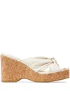 Jimmy Choo Avenue 110 Leather Wedge Sandal In White